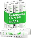 AAA Batteries rechargeables 8 Faites votre valise, 1100mAh Ni-MH, faible autodécharge, 1.2V, Haute capacité pour télécommandes, horloges, lampes de poche et jouets