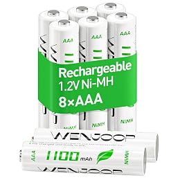 WENJOOP Rechargeable AAA Batteries 8 Pack – 1100mAh 1.2V NiMH High Capacity, Low Self Discharge Triple A Batteries for Toys, Remotes, Flashlights (No Hg/Cd/Pb)