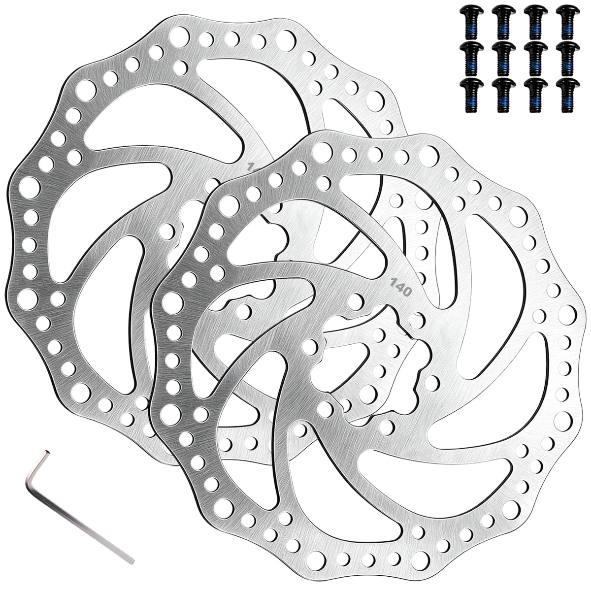 BOLOJAU 140mm Electric Scooter Brake Disk, 6 Hole, 2mm Thick, 44mm Hole Distance, for Dualtron 2 3 Eagle Togo Limited, for Kukirin G2 Max G3, for Kugoo Kirin M4 Pro, for Urbanglide E-Cross pro