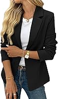 ELLEVEN Women's Stretchy Knit Open Front Blazer - Business Casual Long Sleeve Office Jacket for Work Outfits