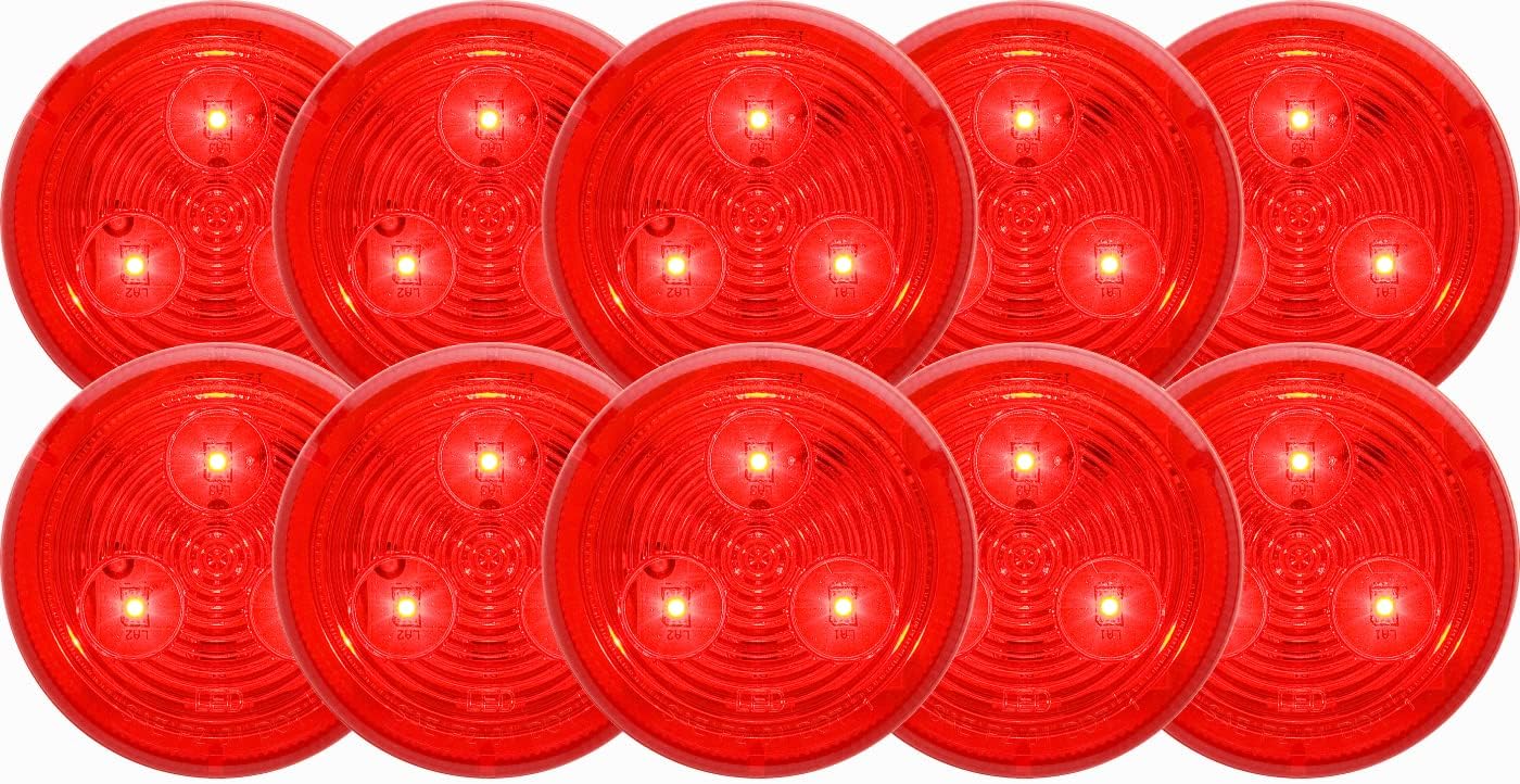 10 Pack Optronics 2 1/2" Round Red 3 Diode LED Marker Clearance Light MCL57RB