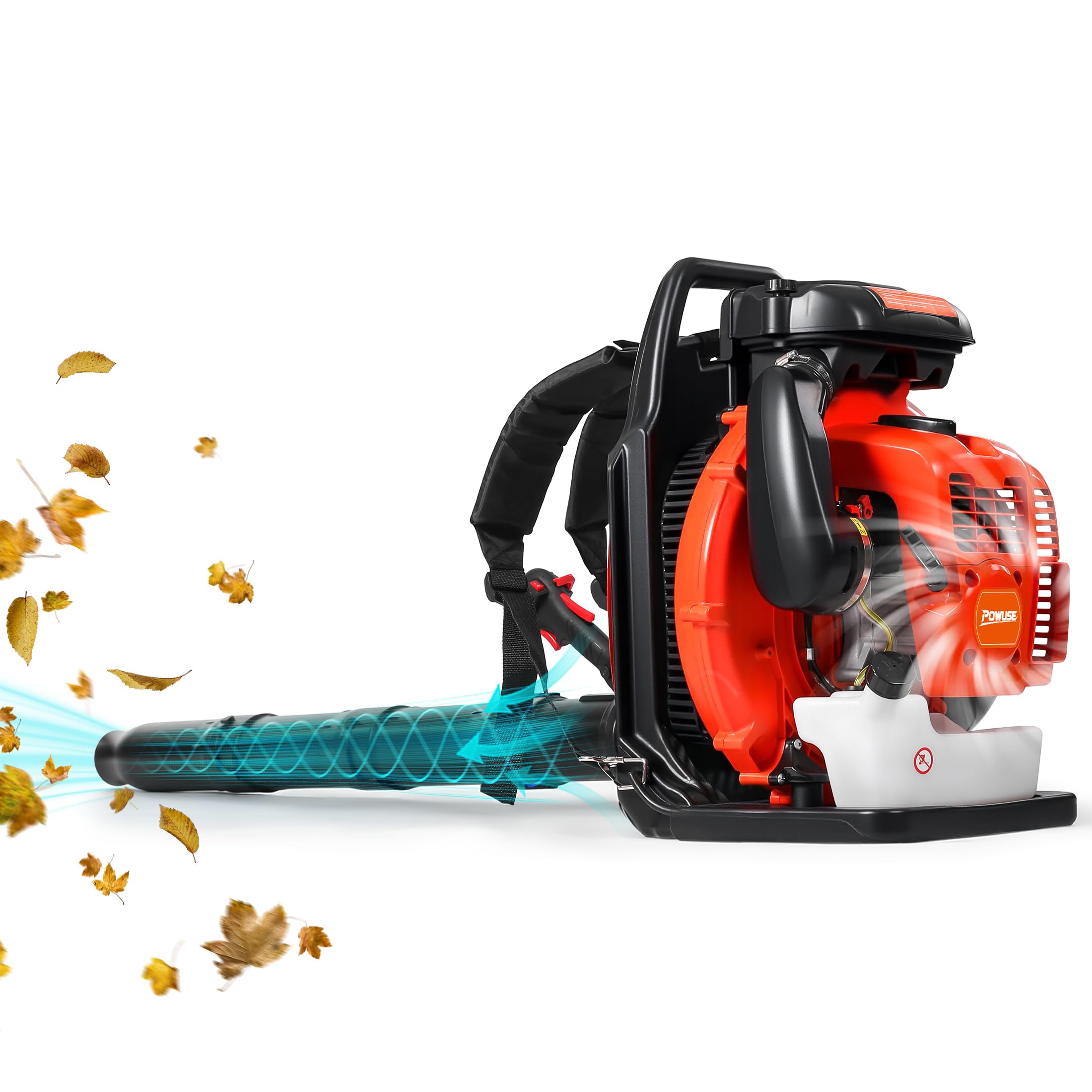 75.6CC Petrol Backpack Leaf Blower, 912CFM 206MPH 49N Garden Blower