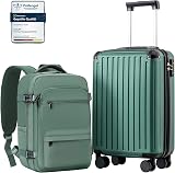COOLIFE Handgepäck Koffer 55X35X20cm und Kabinen Rucksack 20L(40X25X20cm) Set für Ryanair Flugzeug Handgepäck Kabinengepäck Hartschlagenkoffer Reiserucksack Klein mit TSA-Schloss - 1