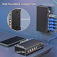 Vista 6 de Switch Ethernet no gestionado de 6 puertos 2.5G, 4 puertos Base-T de 2.5G, 2 SFP de 10G, compatible con 100/1000/2500Mbps, VLAN, sin ventilador