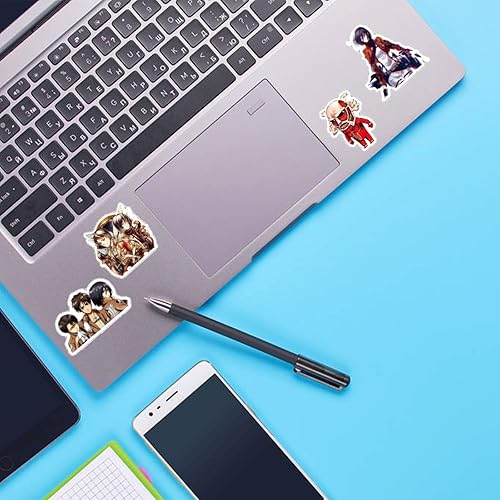 Miniatura 5 de 100 calcomanías de anime Attack on Titan, material de vinilo duradero, calcomanías de vinilo impermeables de dibujos animados para laptop, perfectas