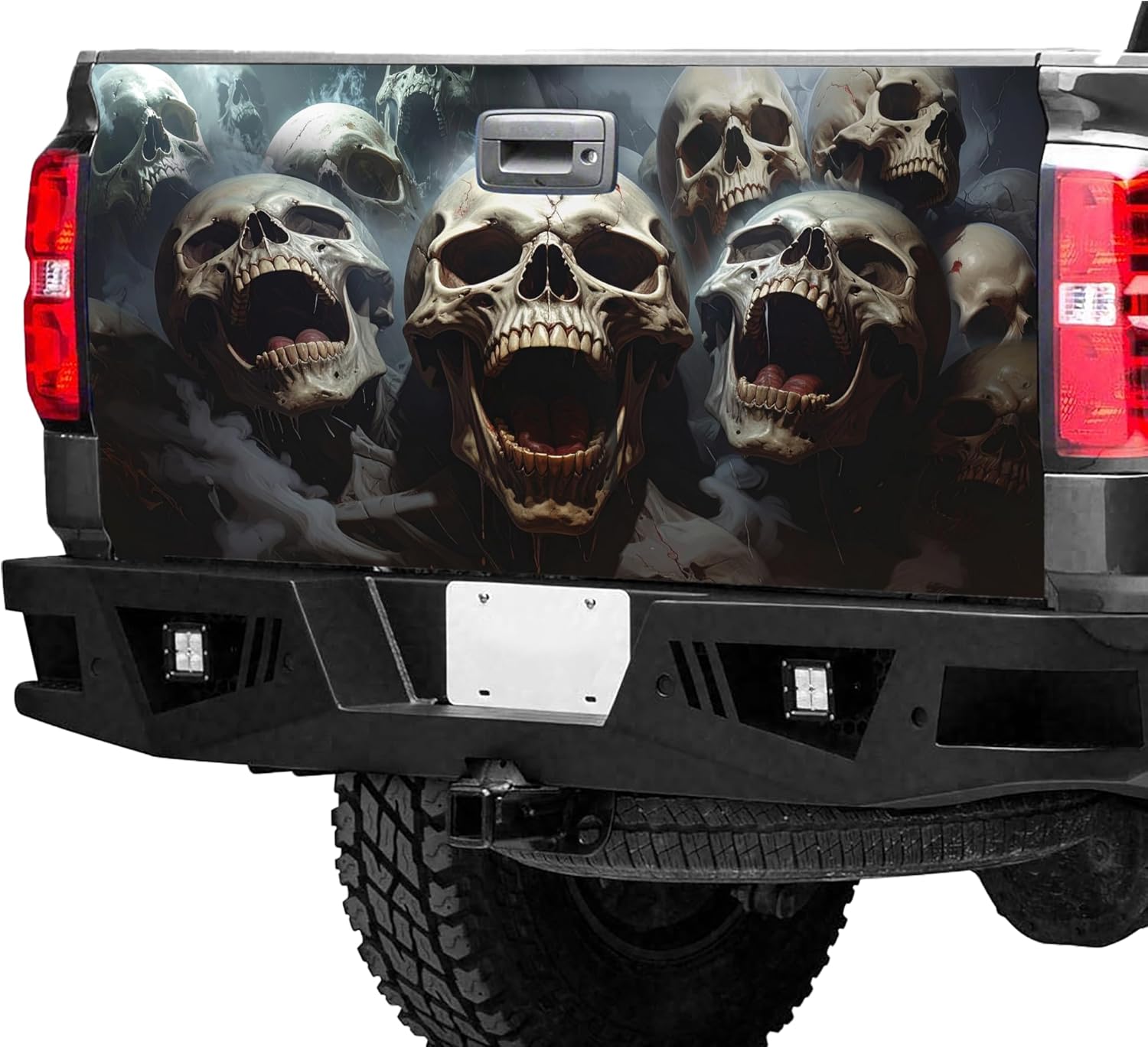 ThangPham Shop Horror Skull Tailgate Wrap – Truck Tailgate Wrap with Skull Theme