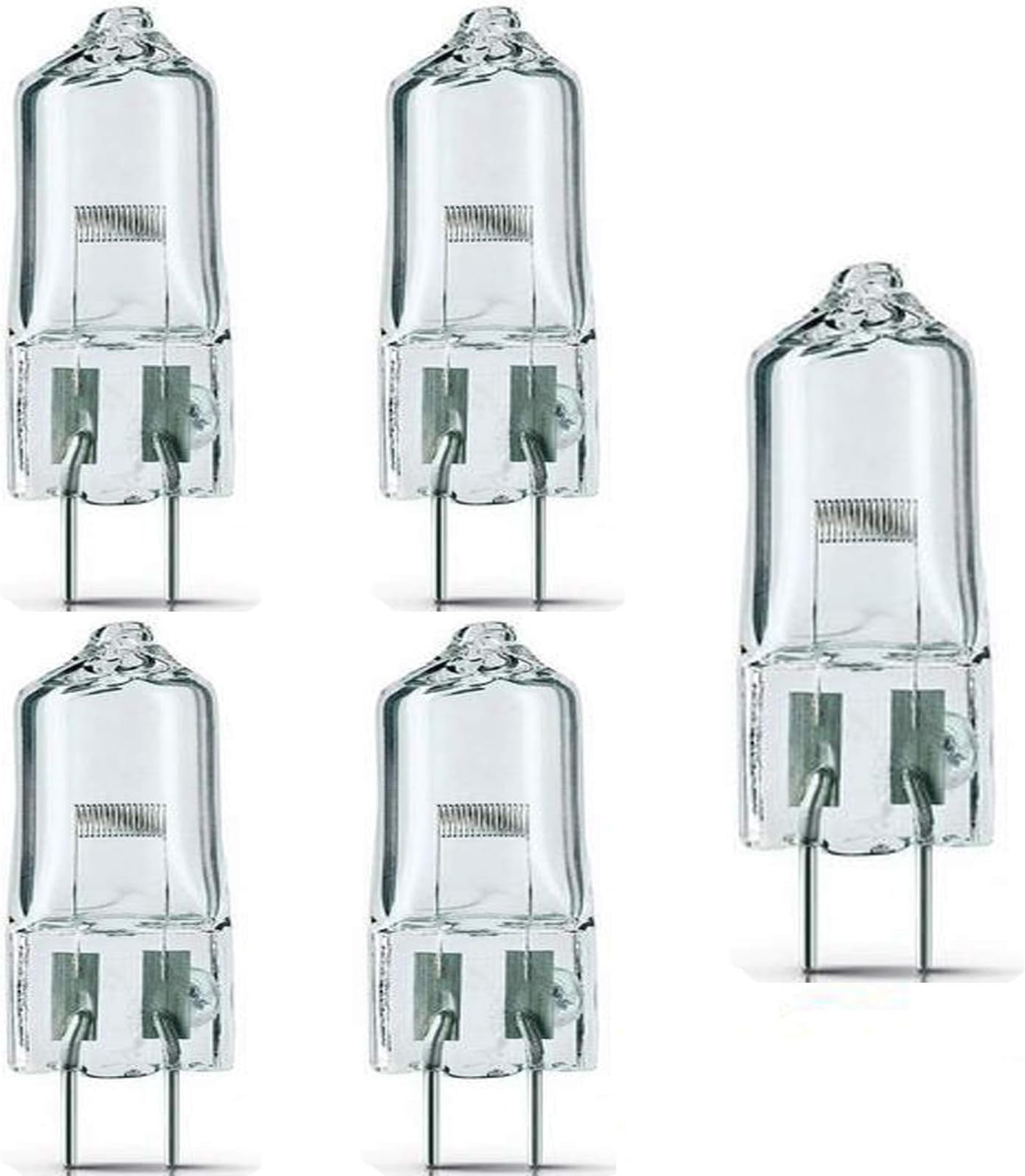 （Pack of 5）- FCS 150W/T4/24V/CL/G6.35 150-watt 24-Volt Bi-Pin Based Stage and Studio T4 Bulb Light Lamp Halogen, Clear/for Projector Stage Slide & Movie Projection
