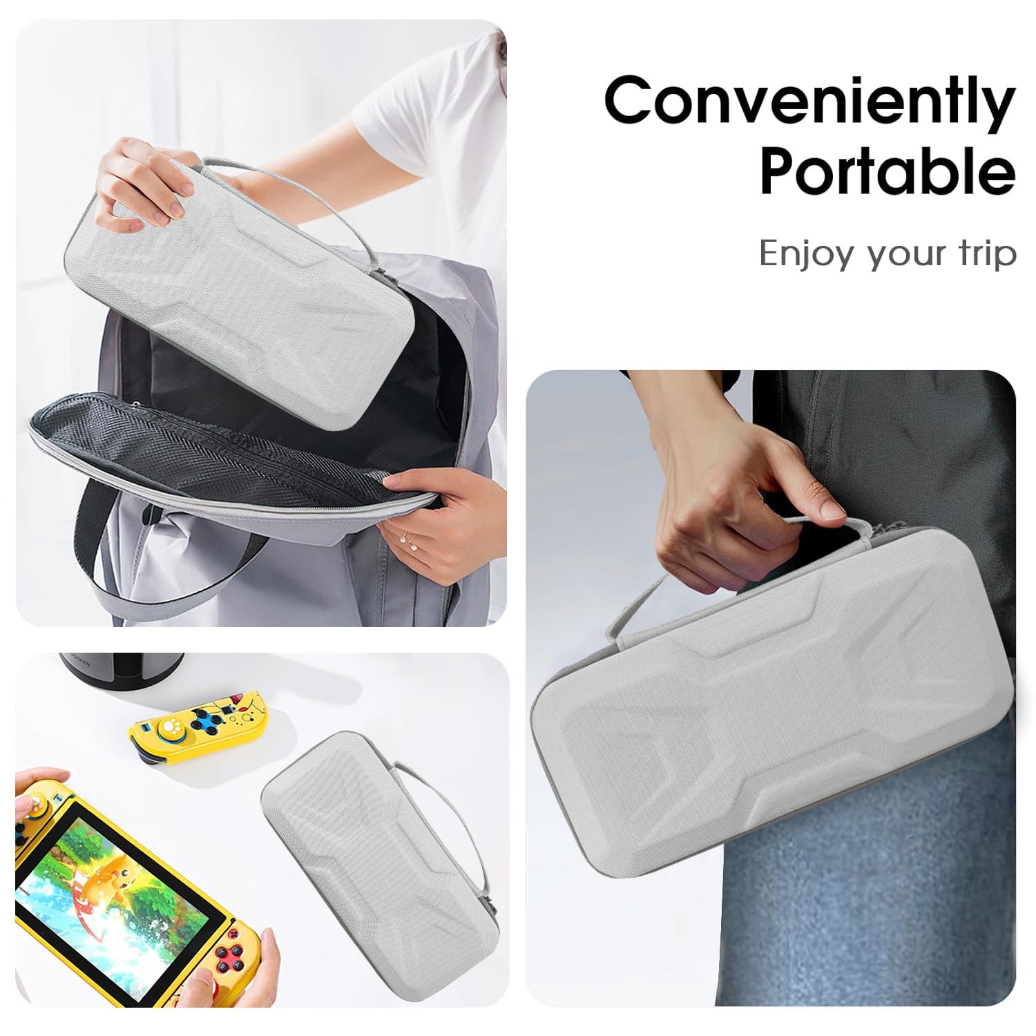 Hpytrv Carrying Case for Nintendo Switch 2 (2025), Portable Hard Shell Full Protection Travel Case with 10 Game Card Slots, All-in-One Carrying Bag for Switch 2 Accessories Pro Controller-White - Image 7