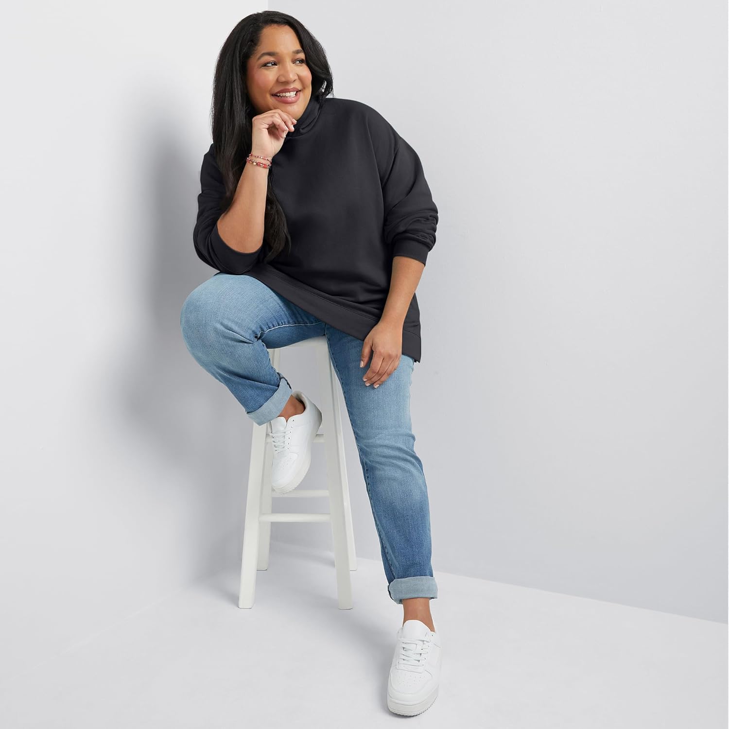 Hanes womens Ecosmart Plus Size Fleece Hoodie, Midweight Sweatshirt for Women, Kanga Pocket - Image 5