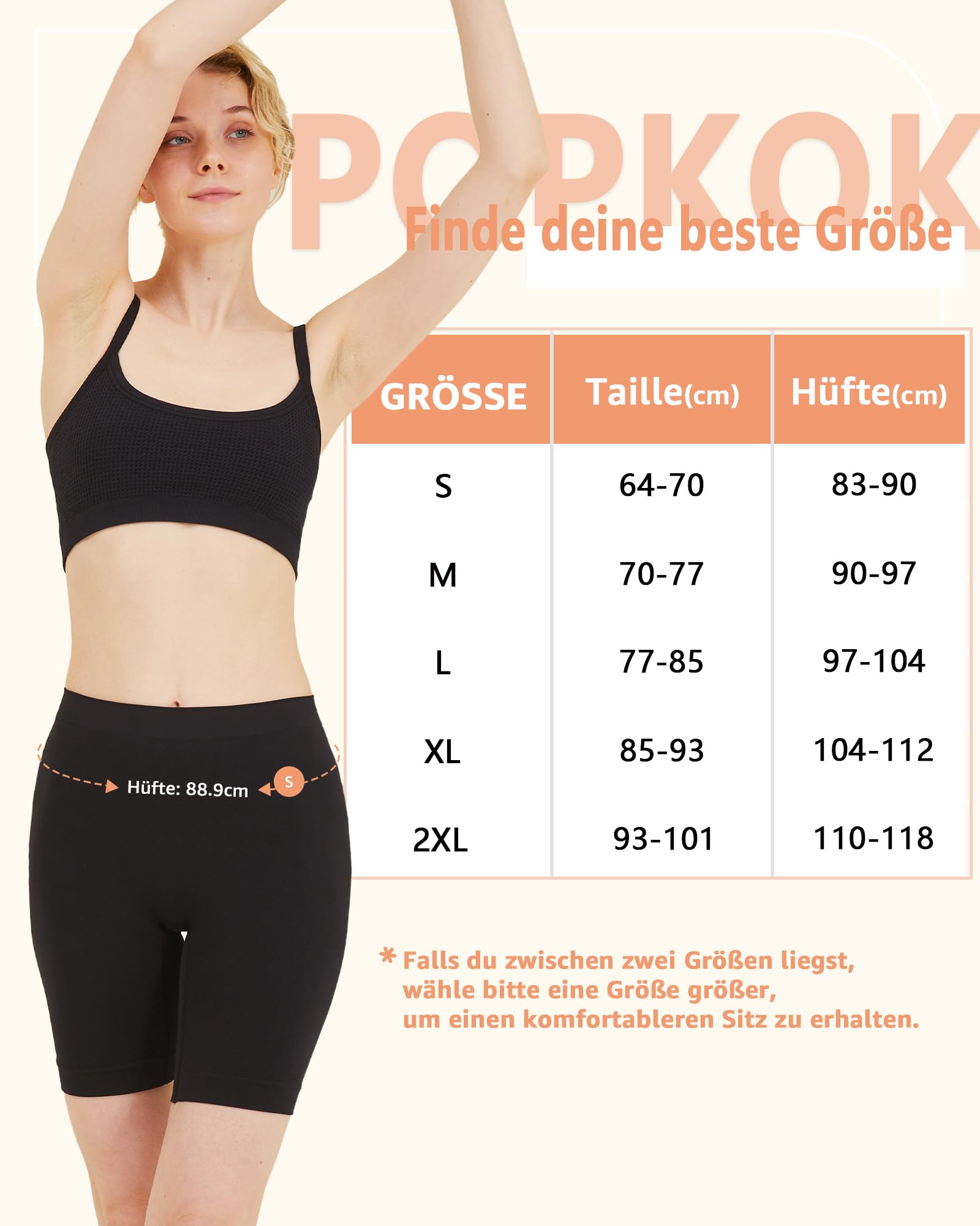 POPKOK Radlerhose Damen Kurz für Kleid Anti Scheuern Unterhosen Slip Shorts 3er-Pack