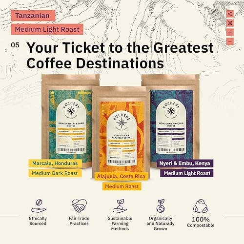 Miniatura 6 de Café de grano entero Peaberry de Tanzania - Origen único, tostado medio claro, café tostado por encargo de grado especial, Comercio Justo y sin OGM