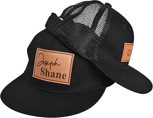 Gorra de béisbol con nombre personalizado, regalos personalizados, con parche de cuero, gorro de camionero para niños y niñas de 0 a 3 años