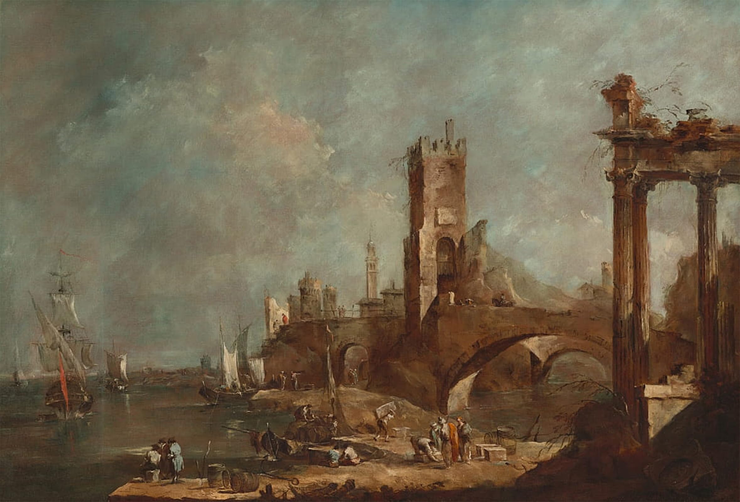 POSTERIIk Famous Animal Posters Vintage Picture Capriiccio of a Harbor by Francesco Guardi Modern Wall Decor for Home Decor 60x90cm