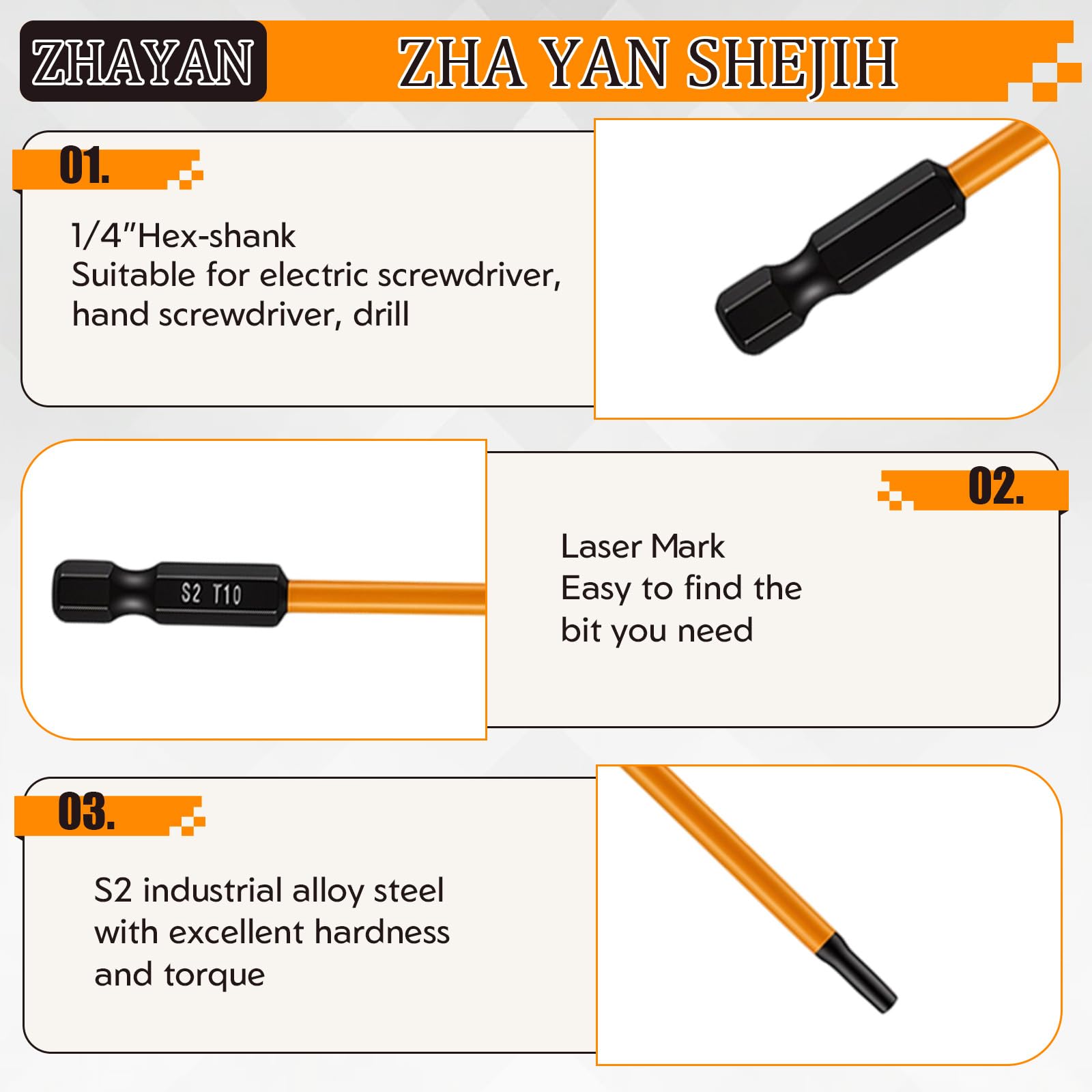 14 Pezzi Cacciaviti Torx Lunghe 150mm con Foro, in Acciaio S2 T5-T40 con Manico a Sgancio Rapido Punte Cacciavite Adatte per Trapano Avvitatore con Albero Esagonale da 1/4"