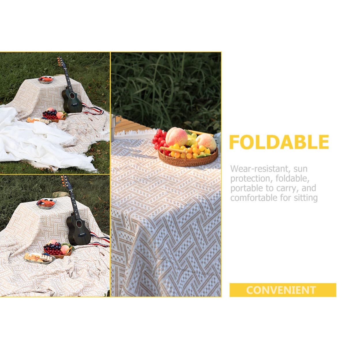 Manta de Picnic y Resistente para Camping, Esterilla de Algodón y Poliéster, Ligera y Plegable para Actividades al Aire Libre y Playa