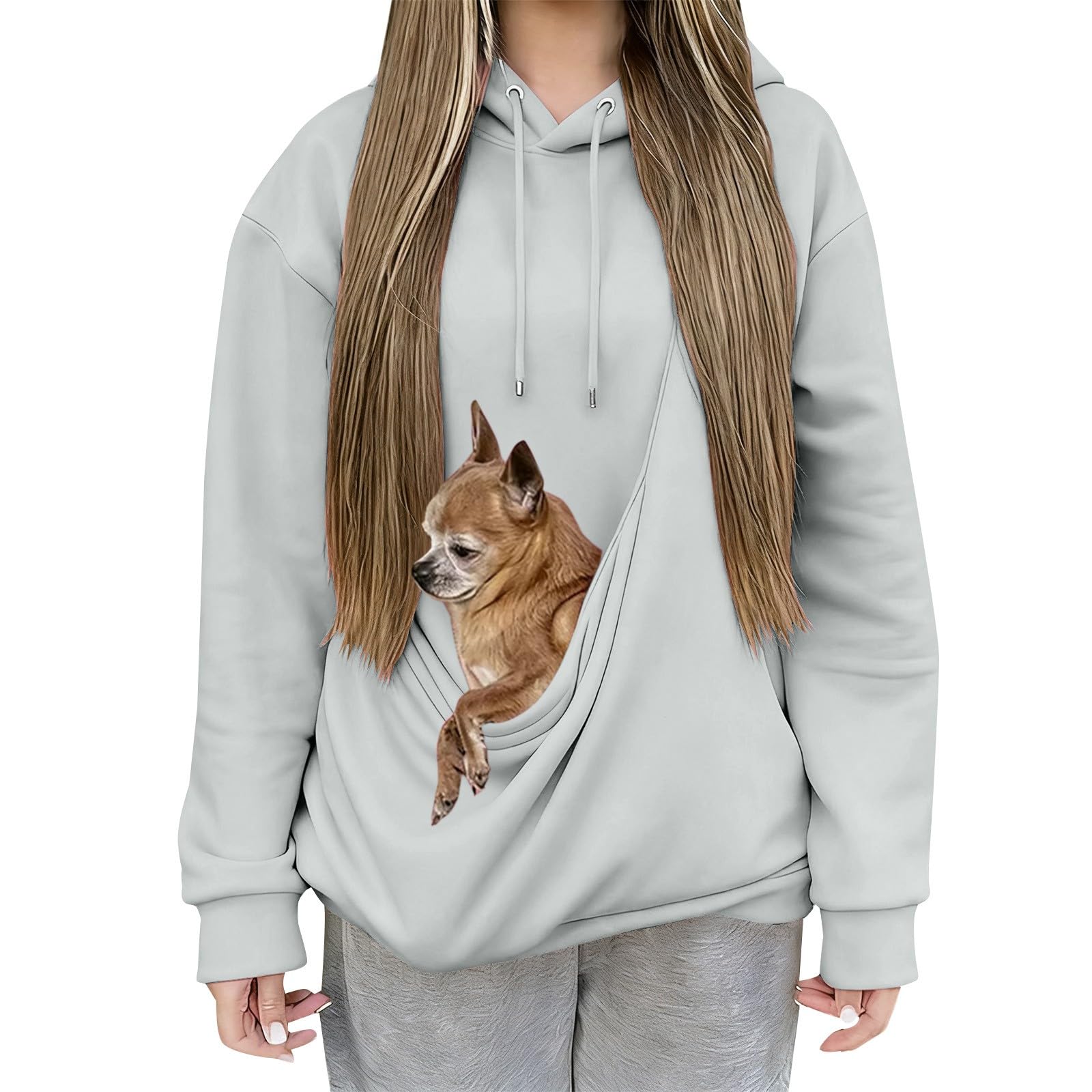 Sweat à capuche avec poche animaux, idéal pour balade chat et chiot
