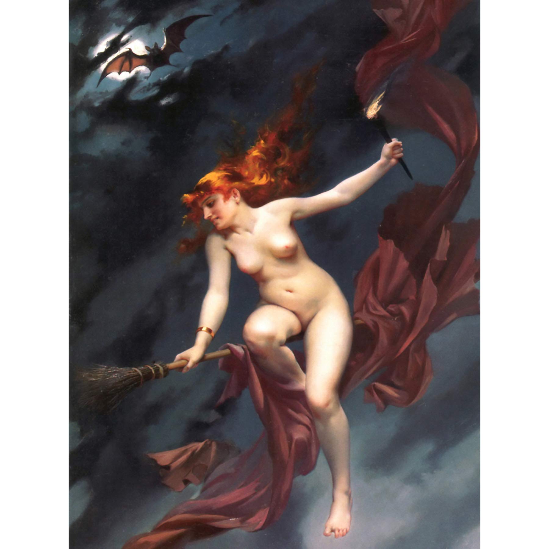 Fine Art Prints Falero The Witches Sabbath Fantasy Painting Premium Wall Canvas 18X24 Inch
