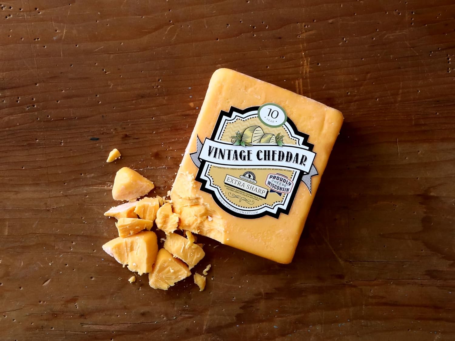 Aged Yellow Cheddar Cheese - 10 Years | 8 oz Piece | Extra Sharp, Bold & Tangy Authentic Wisconsin Yellow Cheddar Cheese Aged for 10+ Years (2-Pack)