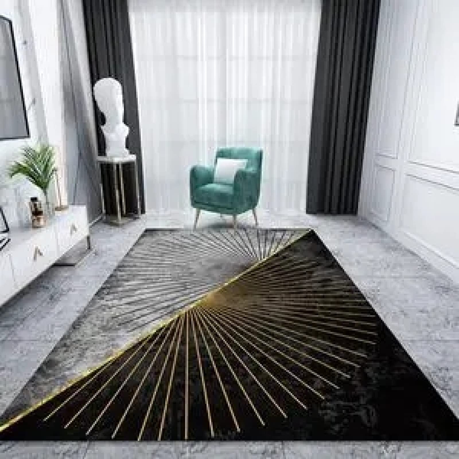 Tapis de yoga pour chambre style moderne et tapis de sol géométrique noir or