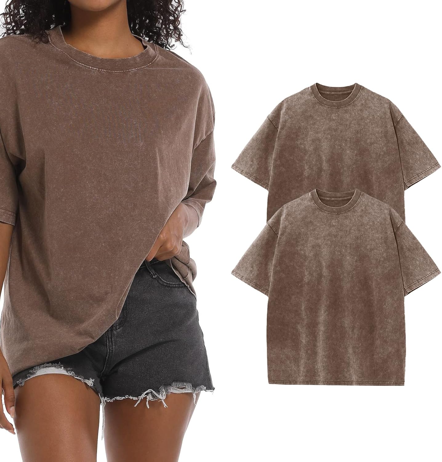 BINTEHGS Oversized Grunge Vintage t Shirts for Women Short Sleeve Cotton Casual Baggy Tees Teens Trendy Crew Neck Loose Tops