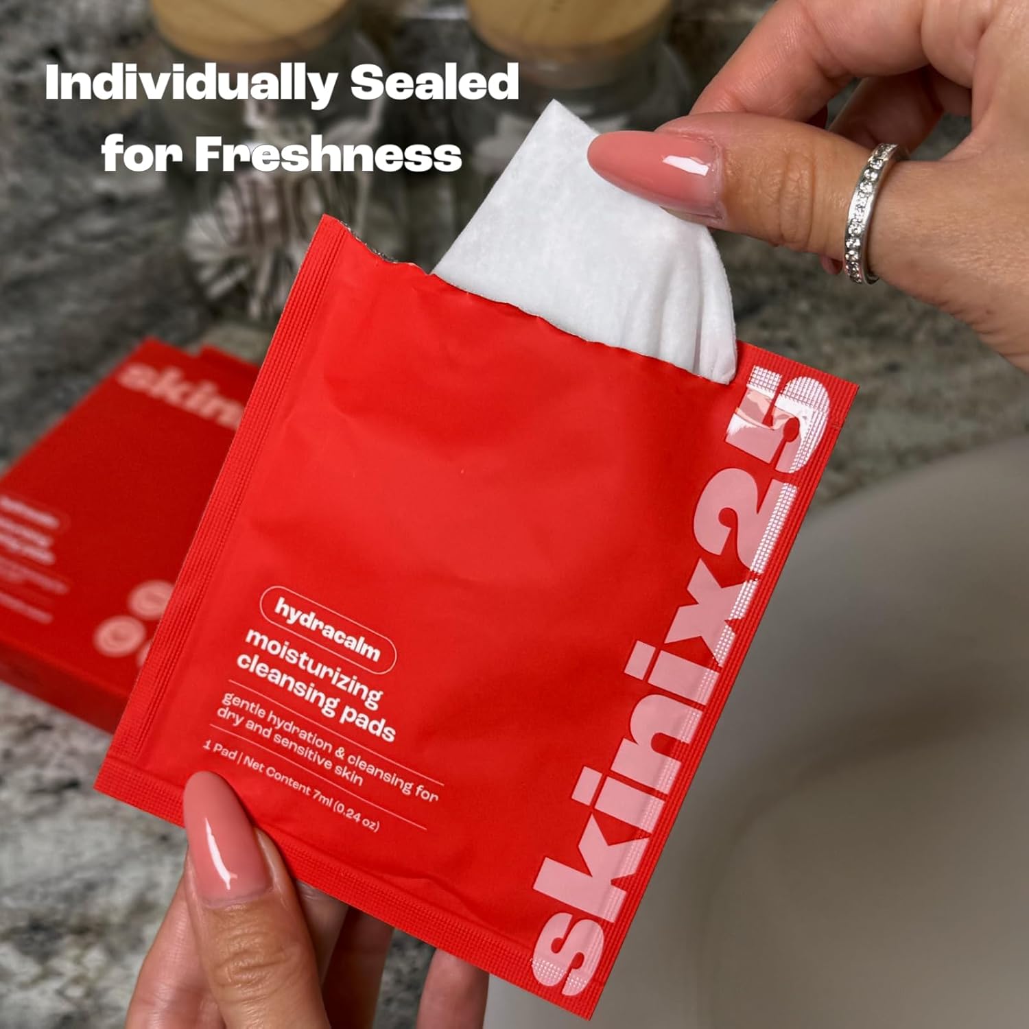 Hydracalm Facial Cleansing Pads – 40 Individually Wrapped Cotton Wipes for Sensitive & Dry Skin | On-the-Go Face Wipes for Travel, Gym & Daily Skincare