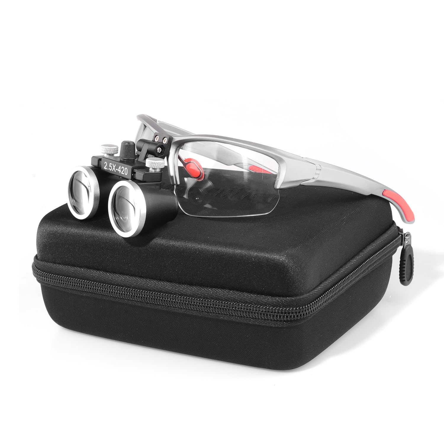 Lupas 2.5X 3.5X Lupa binocular de aumento lente de vidrio óptico (2.5X, plateado)