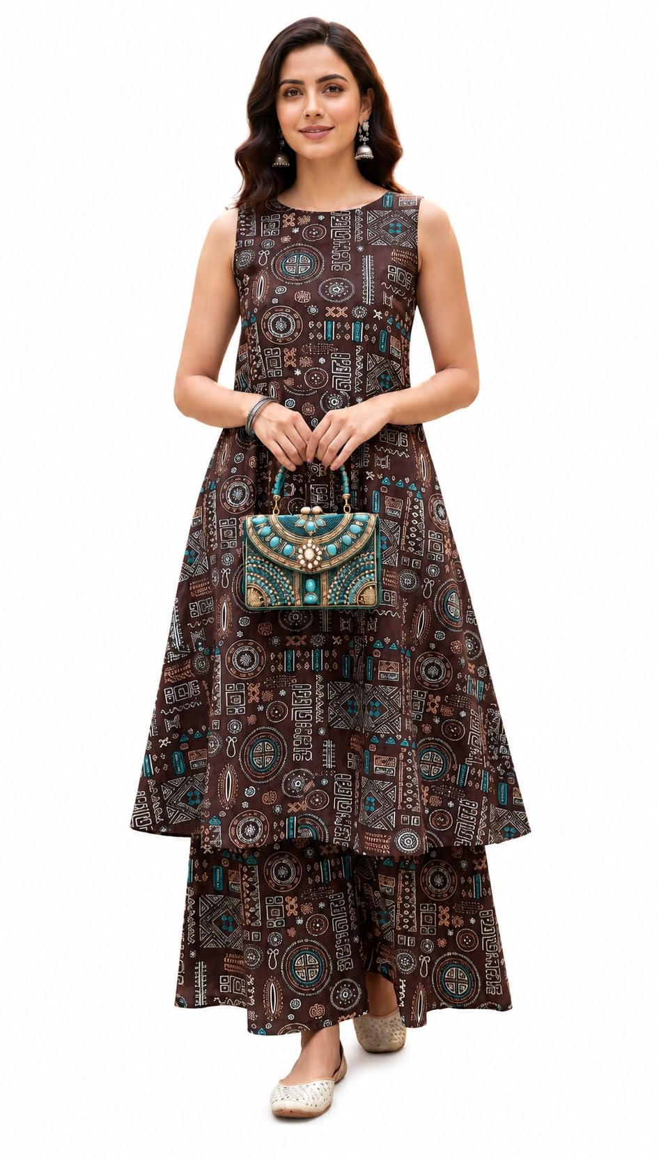 Women's Printed Sleeveless Cotton Rayon Kurta Palazzo Set | A-Line Ethnic Co-Ord Set | Comfortable Casual-picture-23