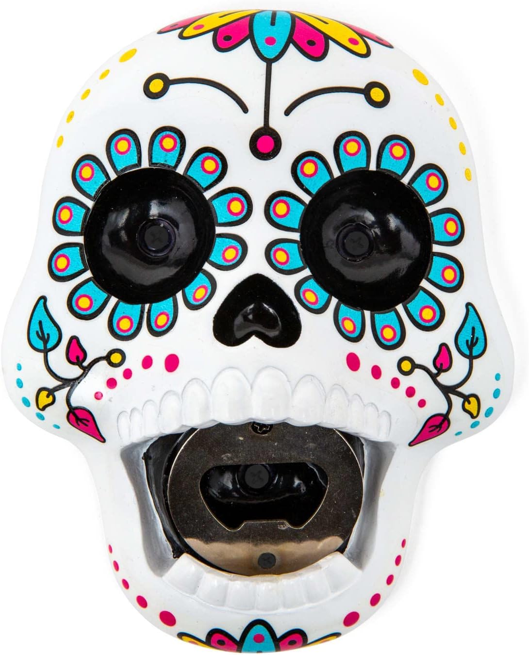 BigMouth Inc. Sugar Skull Bottle Opener, Novelty Bottle Opener, Mountable Skull Decor with Metal Bottle Opener