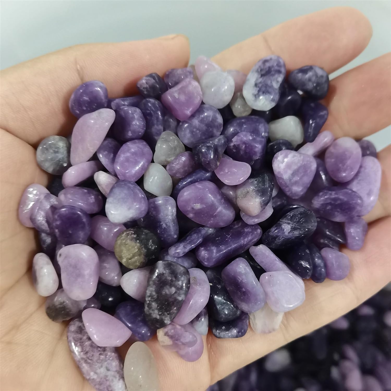 KatLin Natural Stone Natural Lilac Lepidolite Crystal Stone Bulk Stone Gravel Fish Tank Garden Landscape Decoration(2,1000g)