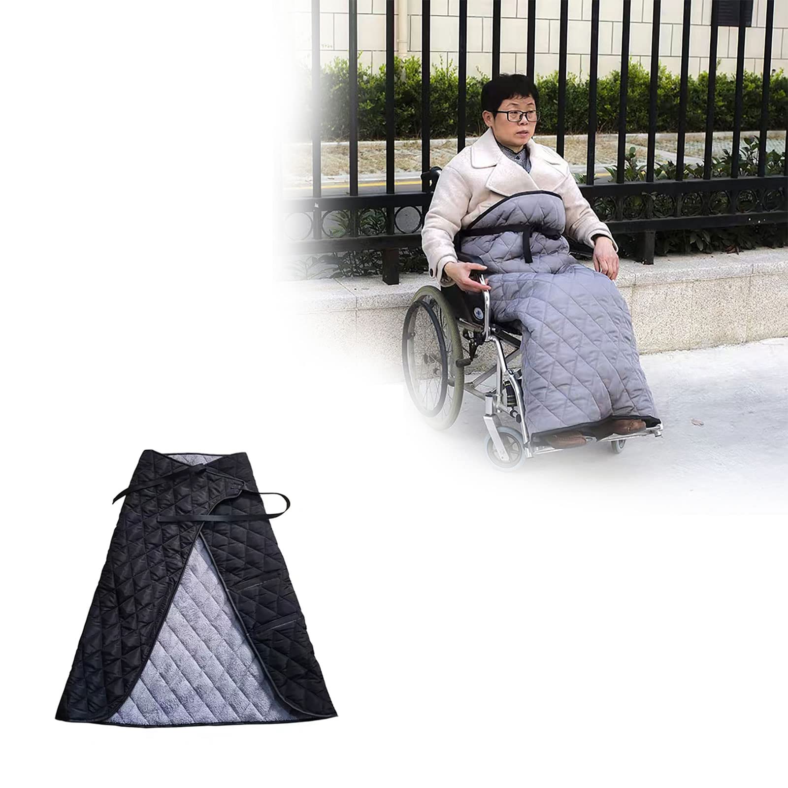 Manta de invierno para silla de ruedas, forro polar impermeable, cómoda, mantiene caliente la parte inferior del cuerpo y las piernas, saco de dormir cortavientos, funda de forro polar para silla de