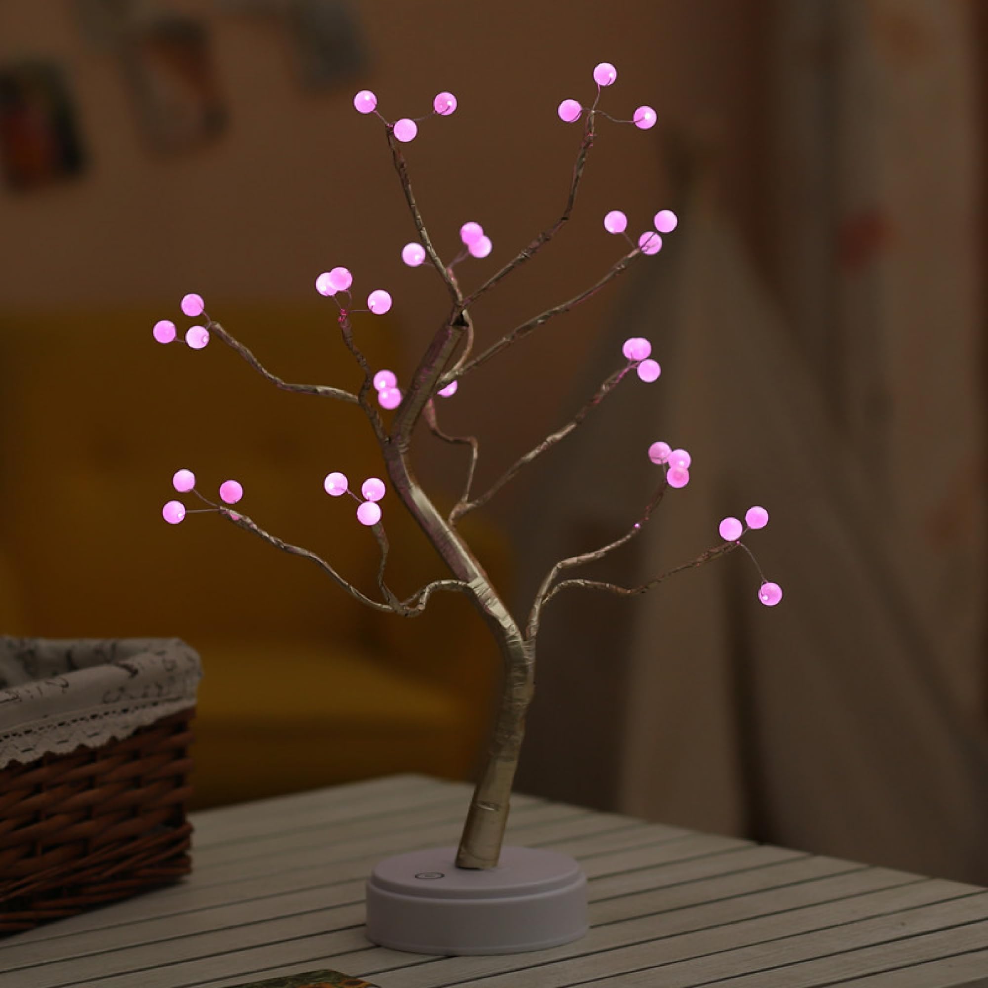 Lampa dekoracyjna LED Bonsai zasilana przez USB i baterie, do sypialni