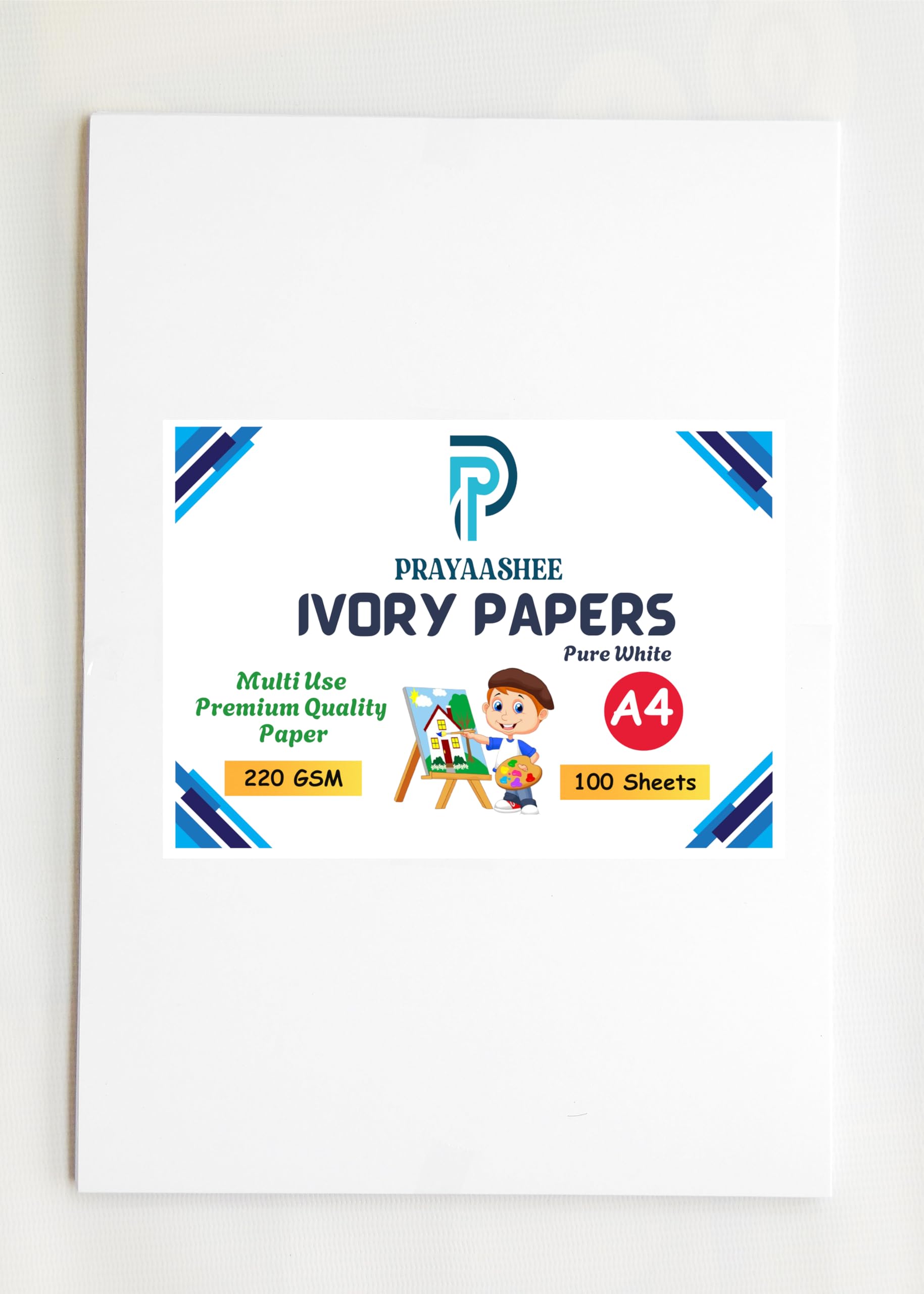 PRAYAASHEE™ Ivory Sheets, A4 Size (11.7 x 8.25 Inches), 220 GSM, 100 Sheets, Smooth Finish and Pure White, Sketching and Drawing Paper (A4-100 Sheets)