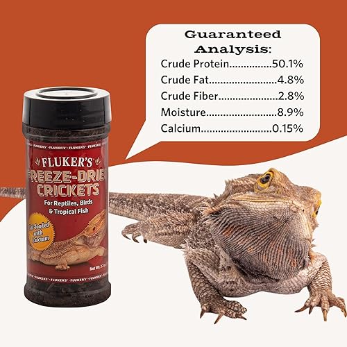 Miniatura 4 de Fluker's Grillos liofilizados, ideales para reptiles, pájaros y peces, llenos de proteínas y nutrientes esenciales, 1.2 onzas