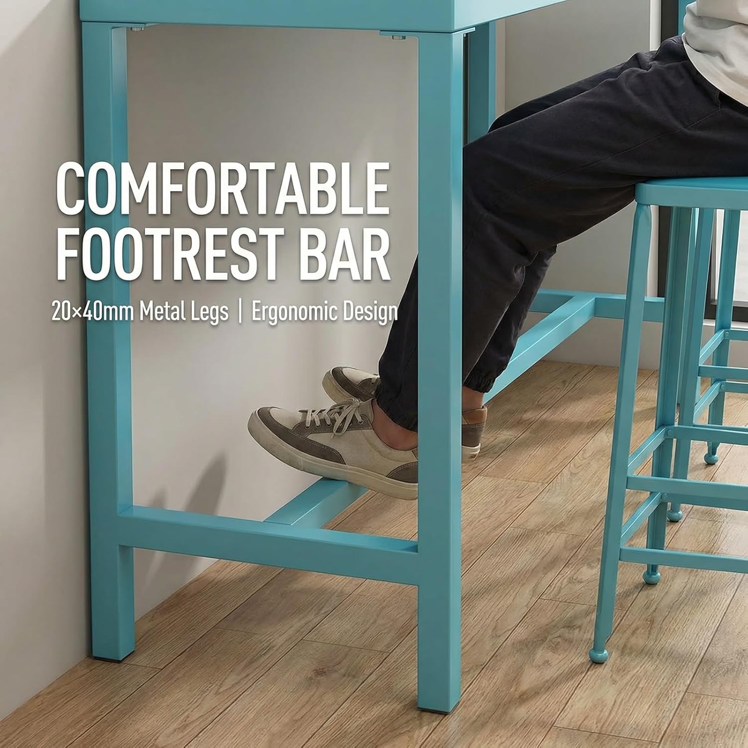 Kitchen Breakfast Bar,Bar Table,Pub Dining High Table,Breakfast Bar Table with Footrest,Metal Frame Pub Coffee Desk,Compact Design for Home Kitchen Breakfast Dining,Pub