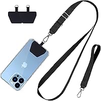 Vista 1 de CACOE Cordón para teléfono, 2 unidades, 1 correa ajustable para el cuello, 1 correa de muñeca, 2 almohadillas, cordón universal multifuncional