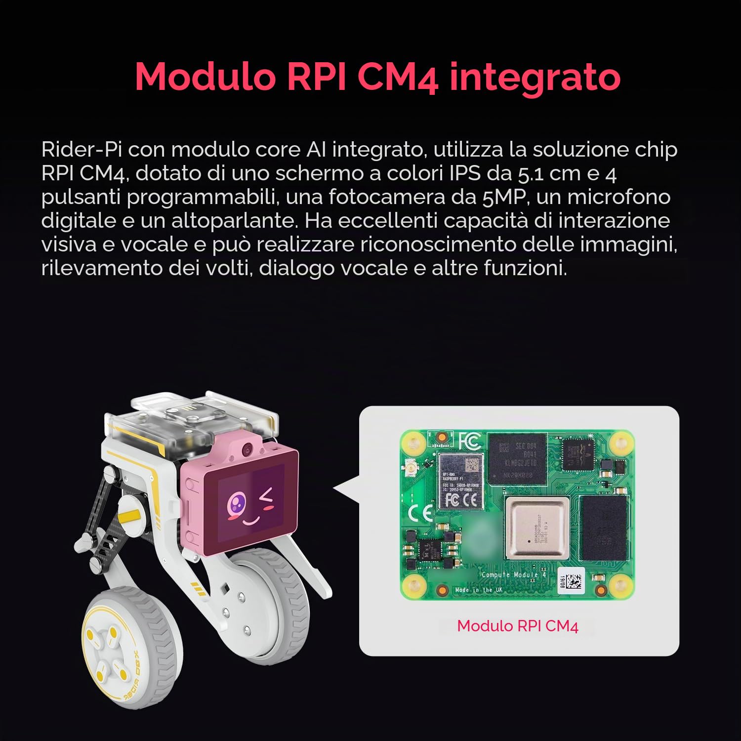 Yahboom Two Wheel-Legged Robot, integrato Raspberry Pi CM4 Module, AI Visual Recognition and Voice Interaction, Desktop Level Dual-Wheel-Foot Structure Adaptive Balance Robot