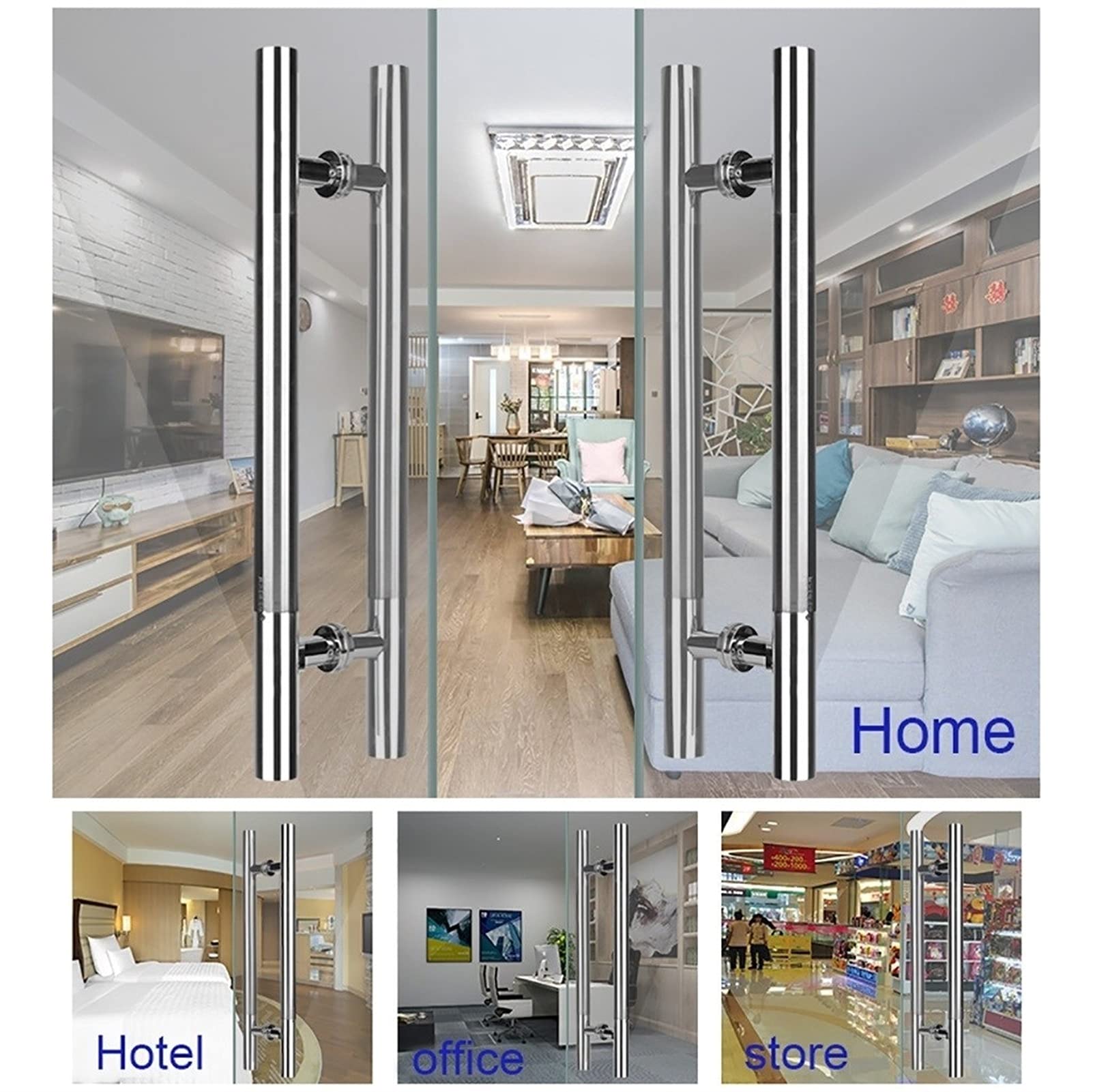 Herrajes para Puertas: Manilla para Puerta de Cristal Grueso, Manilla de Acero Inoxidable, Manilla de Empuje/tracción para Puerta de Madera, Accesorios Modernos para Puer