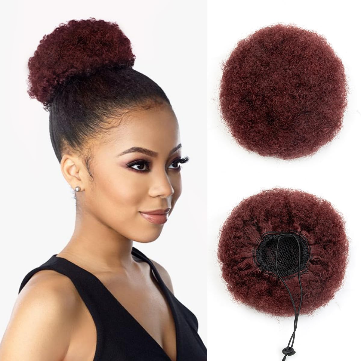 Coda di cavallo, capelli umani, con coulisse, coda di cavallo, capelli corti e ricci, chignon con clip