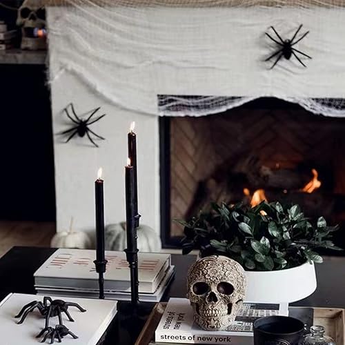 Miniatura 11 de Paquete de 6 paños espeluznantes negros de Halloween, decoraciones de Halloween, 30 x 72 pulgadas, tela espeluznante para casa encantada