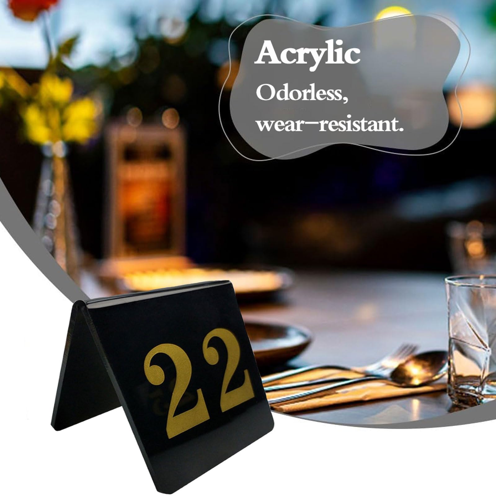 Números acrílicos de mesa de tienda de campaña, números de mesa de acrílico de doble cara, placas de números de mesas de restaurante, apilables, para cocina, comedor, banquetes de boda, carteles de