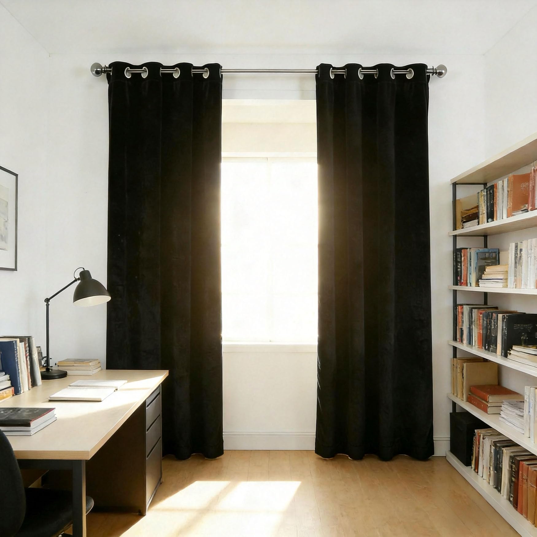 Rideaux opaques design moderne noir doux au toucher pour dressing