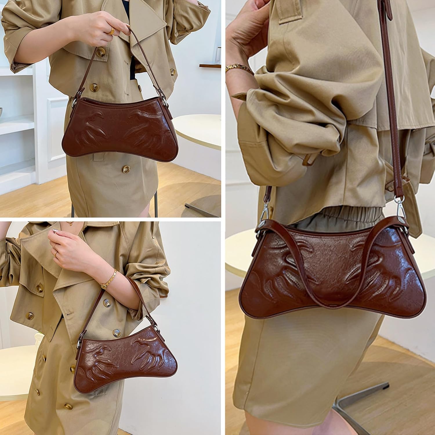 Women's Shoulder Handbags Trendy Leather Hobo Crossbody Bag Shoulder Purse Designer Bag For Women with 2 PCS Adjustable Strap - Image 2