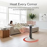 Vista 3 de Lasko Oscillating Digital Ceramic Tower Heater for Large Rooms, with Adjustable Thermostat, Timer and Remote Control, 29 Inches, 1500W, Black, 5586