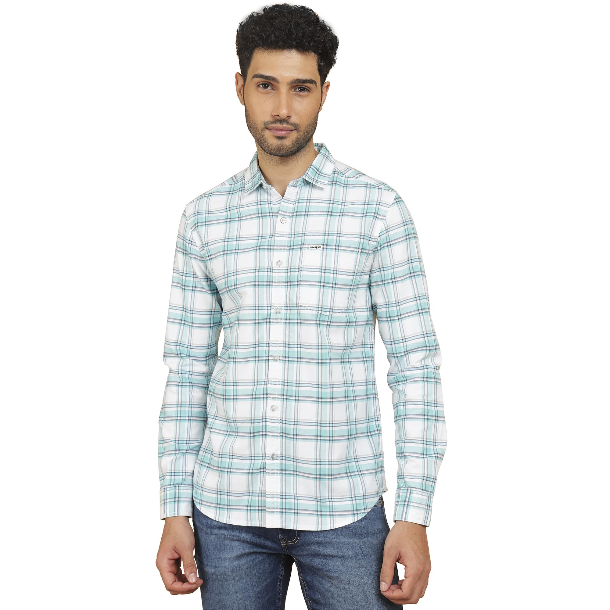 Wrangler Men's Blue Regular Fit Shirt in blue