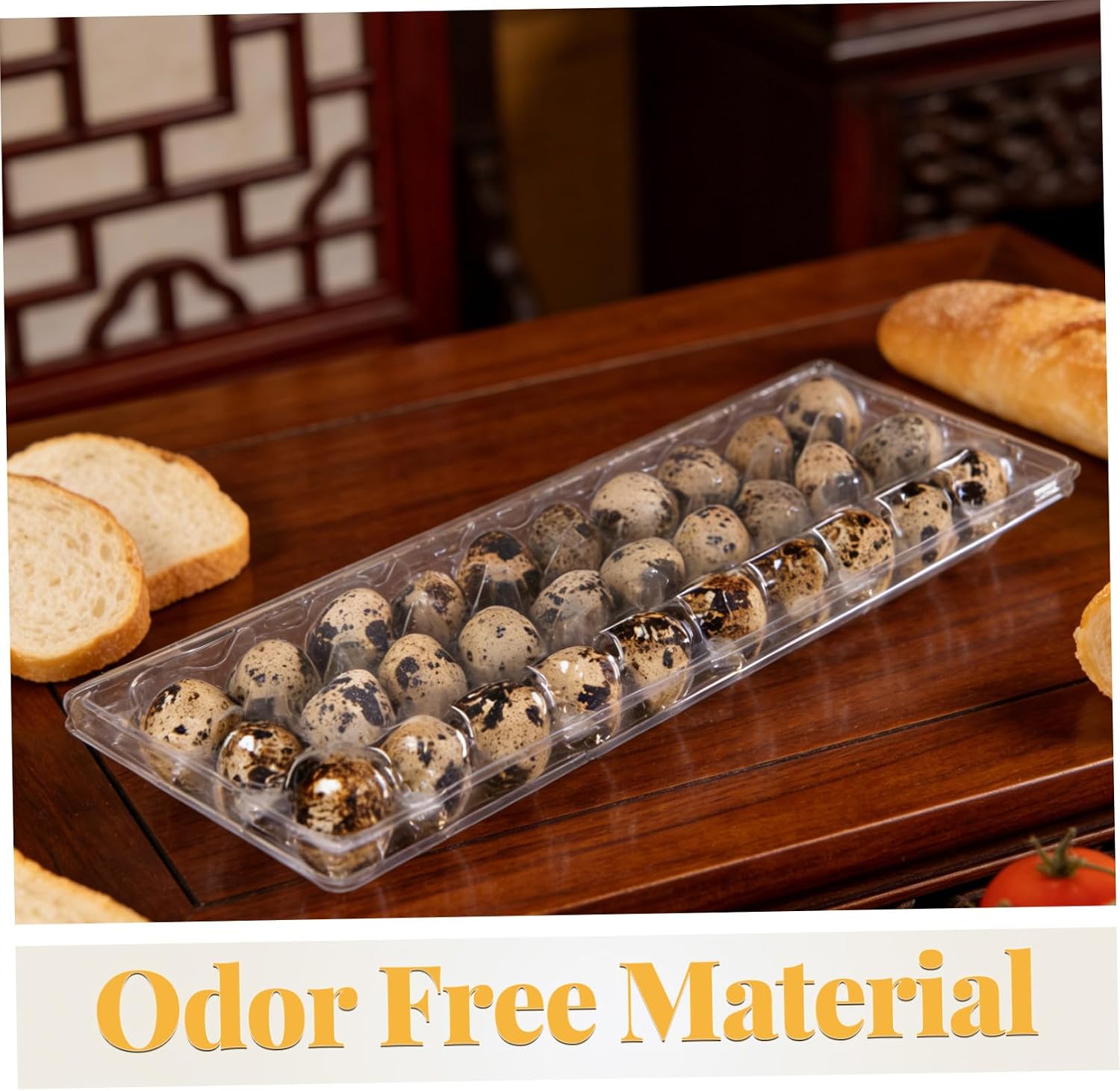 30pcs Stackable Quail Egg Cartons with Plastic Cover 30 Grids Egg Storage Tray Odor Free Material for Home Use and Warehouse Refrigerators