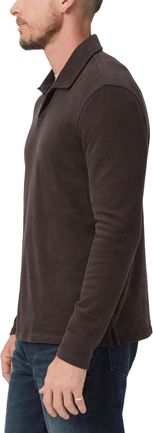 PAIGE Men's Hammond Long Sleeve Sueded Jersey Polo - Image 3