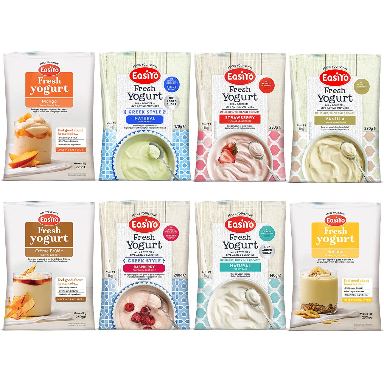 Buy Easiyo Variety Pack Yogurt Base Mixes Sachets (8 yoghurt flavours