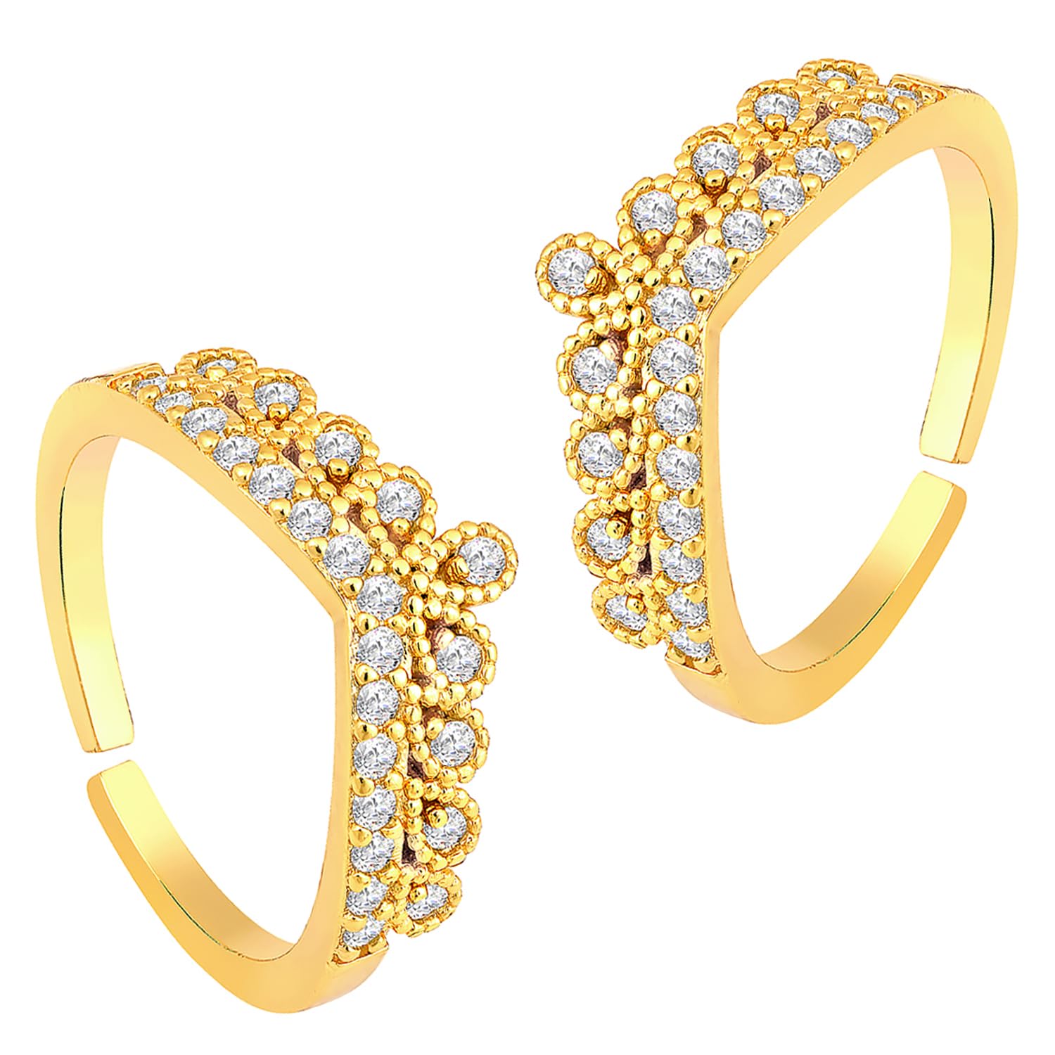 Peora White Cubic Zirconia Studded Gold Plated Stylish Fancy Toe Ring Adjustable Bichiya Fashion Jewellery for Women (B0C7VSHQ4P) Amazon Price History, Amazon Price Tracker