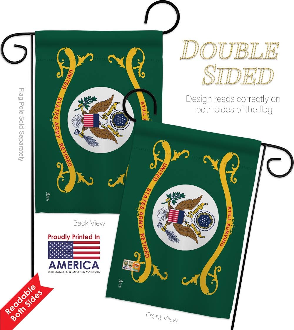 Army Retired Garden Flag Armed Forces Rangers United State American Military Veteran Retire Official Small Decorative Gift Yard House Banner Double-Sided Made In USA 13 X 18.5
