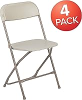 Vista 4 de Flash Furniture Hercules Series Plastic Folding Chair - Beige - 4 Pack 650LB Weight Capacity Comfortable Event Chair-Lightweight Folding Chair
